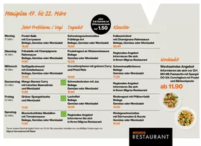 Migros Restaurant Katalog | Aktuälli Schnäppchen und Ängbot | 2025-03-17T00:00:00.000Z - 2025-03-22T00:00:00.000Z