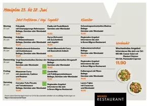 Migros Restaurant Katalog in Basel | Migros Restaurant Menüplan | 2025-06-23T00:00:00.000Z - 2025-06-28T00:00:00.000Z