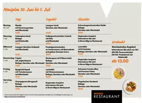 Migros Restaurant Katalog | Aktuälli Schnäppchen und Ängbot | 2025-06-30T00:00:00.000Z - 2025-07-05T00:00:00.000Z